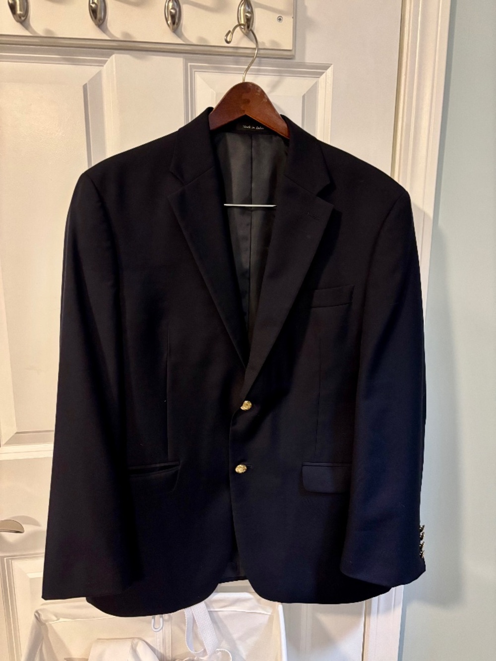 Mens Navy Wool Sport Coat Blazer Chaps Size 40S